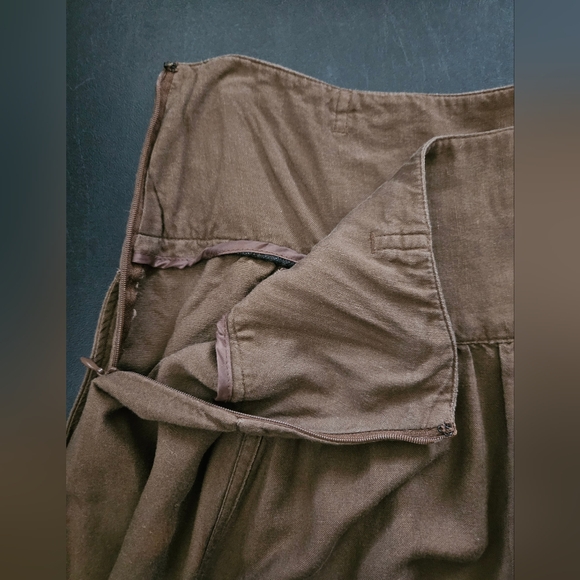 Vintage - Linen Blend Larry Levine Green Skirt - Size 12 - Picture 5 of 6